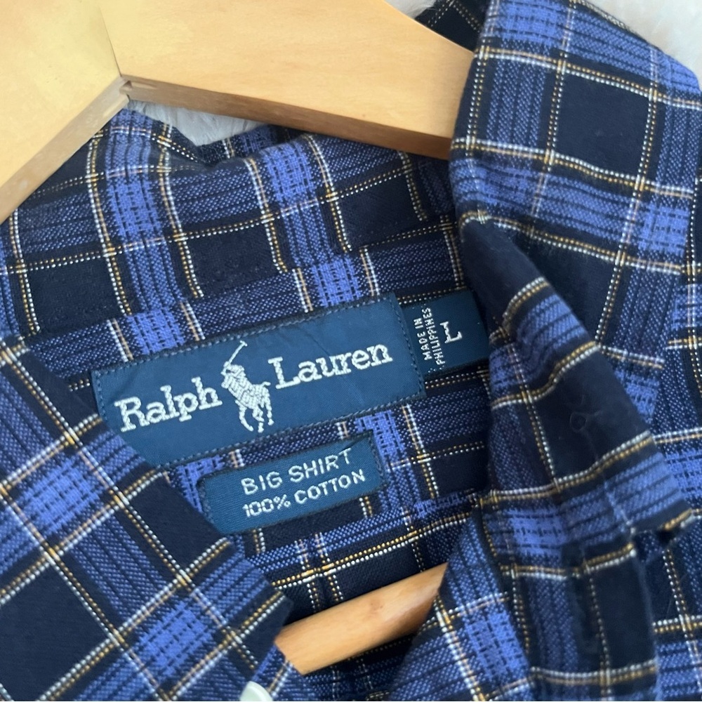 Men’s NWT Ralph Lauren The Big Oxford Shirt Button Size Large 100% Cotton Plaid - Picture 7 of 11